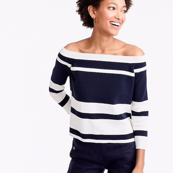 J. Crew Sweaters - NWOT J. Crew Striped Off-the-Shoulder Sweater